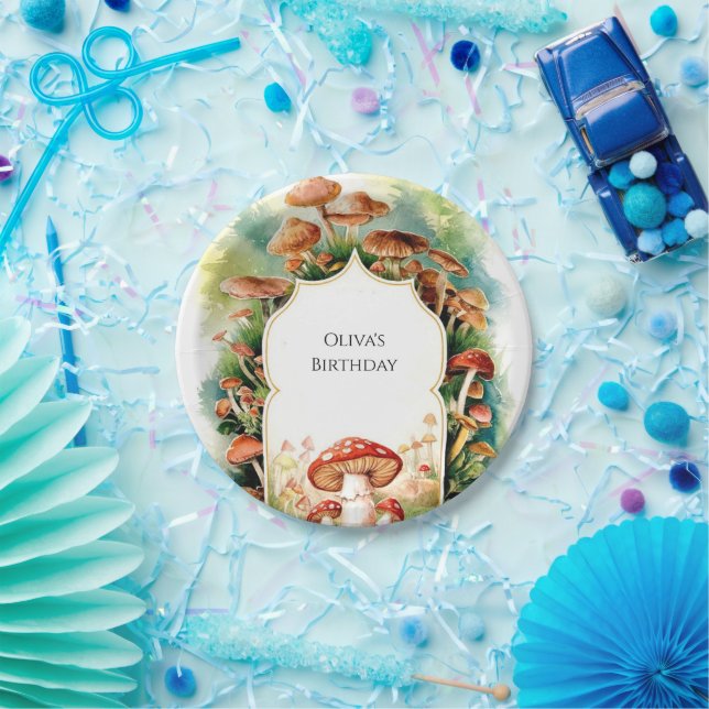 Colorful Boho Mushroom Birthday Pappteller (Party)