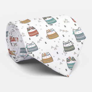 Colorful Boho Tribal Funny Cat Neck Tie Krawatte