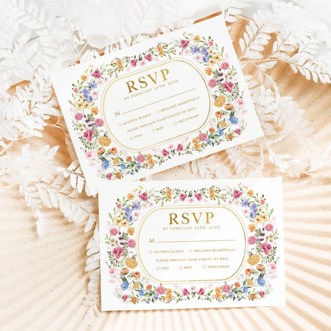 Colorful Boho Wildblume Garden Wedding RSVP Card Karte (Von Creator hochgeladen)