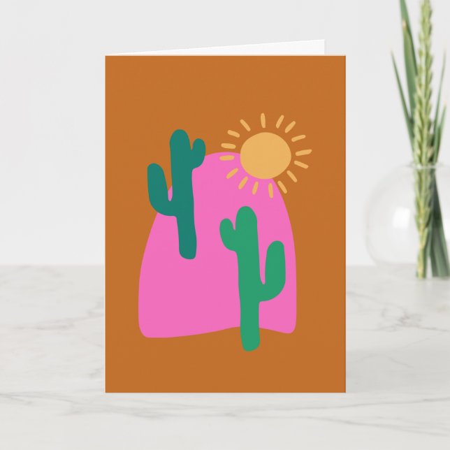 Colorful Boho Wüste Cactus Art Illustration (Vorderseite)