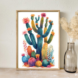 Colorful Boho Wüste Cactus Art Poster