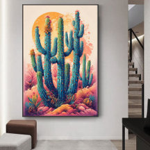 Colorful Boho Wüste Cactus Art