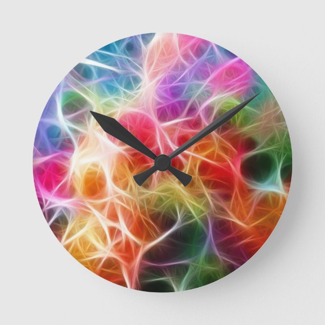 Colorful Bokeh Lightning Runde Wanduhr (Vorderseite)