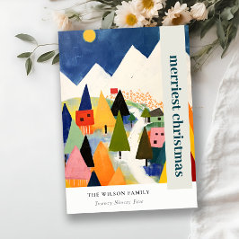 Colorful Bold Retro Abstract Christmas Landscape Feiertagskarte