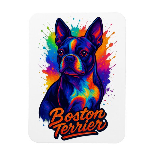 Colorful Boston Terrier Pop Art Portrait Magnet (Vertikal)