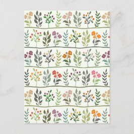 Colorful Botanic Rhapsody Floral Silhouette Postkarte