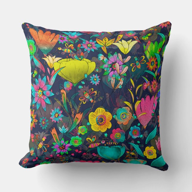 Colorful botanical pattern kissen (Vorderseite)