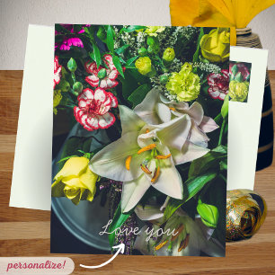 Colorful bouquet with lily postkarte