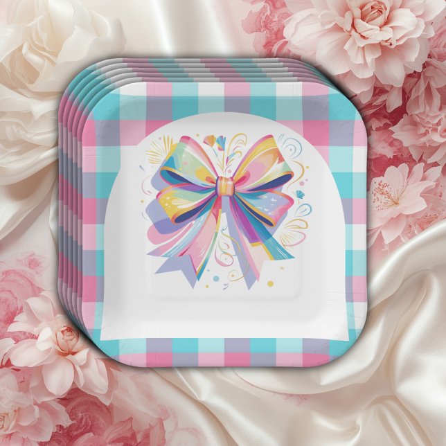 Colorful Bow Baby Dusche Pappteller (Von Creator hochgeladen)