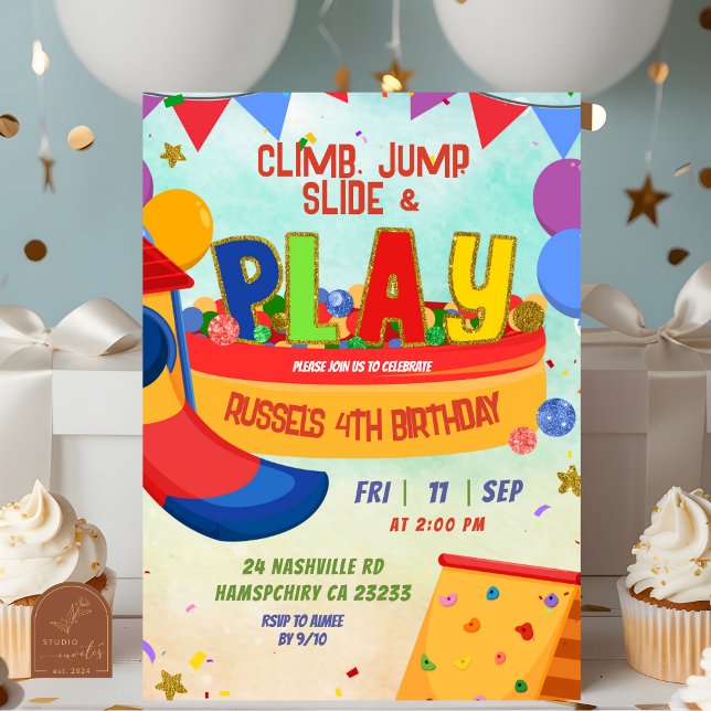 Colorful Boy Indoor Playground Birthday Invitation Einladung (Von Creator hochgeladen)