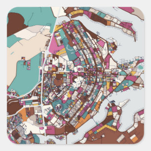 Colorful Brasilia Map Quadratischer Aufkleber