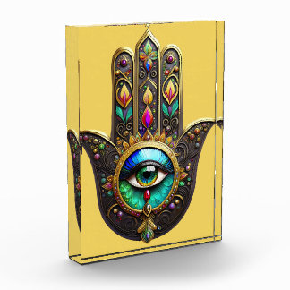 Colorful Brown Gold Hamsa Rainbow Color Third Eye Fotoblock