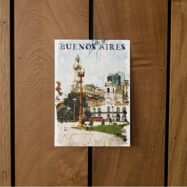 Colorful Buenos Aires Argentinien Skyline Postkarte (argentina buenos aires plaza postcard)