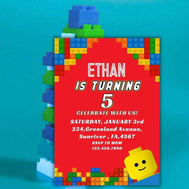 Colorful Building Blocks Birthday Kids Party Einladung (Von Creator hochgeladen)