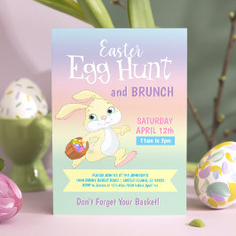 Colorful Bunny Rabbit Easter Egg Hunt Brunch Einladung