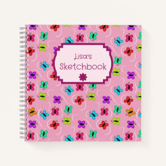 Colorful Butterflies and Dots Notizbuch
