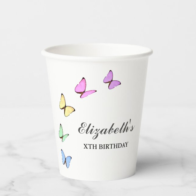 Colorful Butterflies Birthday Pappbecher (Vorderseite)