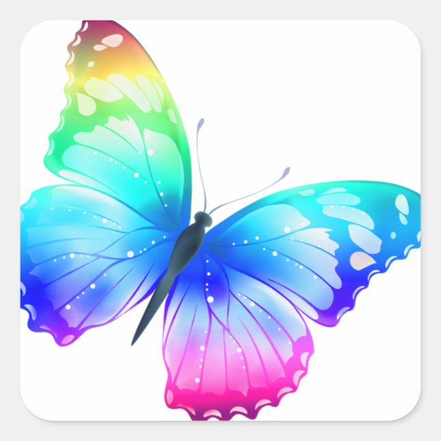 Colorful Butterfly Quadratischer Aufkleber (Vorderseite)