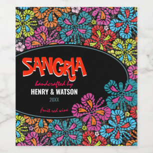 Colorful Butterfly Sangria Wedding Weinetikett