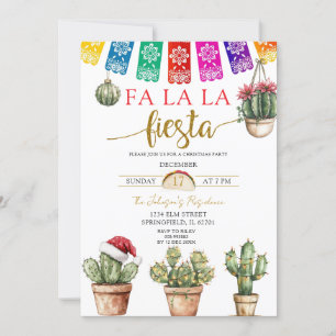 Colorful Cactus Santa Mexican Holiday Fiesta Einladung