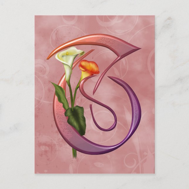 Colorful Calla Initial T Postkarte (Vorderseite)