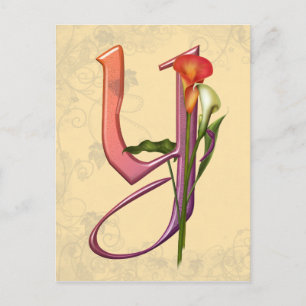 Colorful Calla Initial Y Postkarte