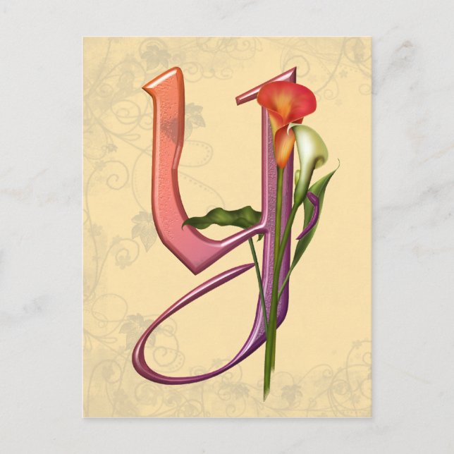 Colorful Calla Initial Y Postkarte (Vorderseite)