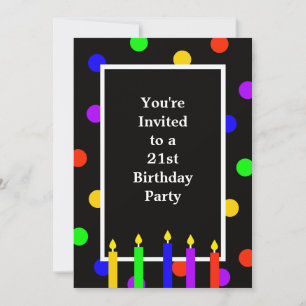 Colorful Candles 21st Birthday Party Invitation Einladung