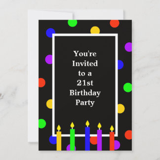 Colorful Candles 21st Birthday Party Invitation Einladung
