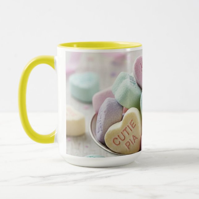 Colorful Candy Hearts Love Mug Tasse (Links)
