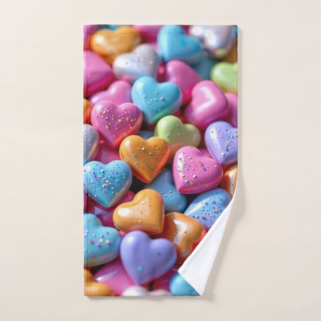 Colorful Candy Love Hearts Handtuch (Handtuch)