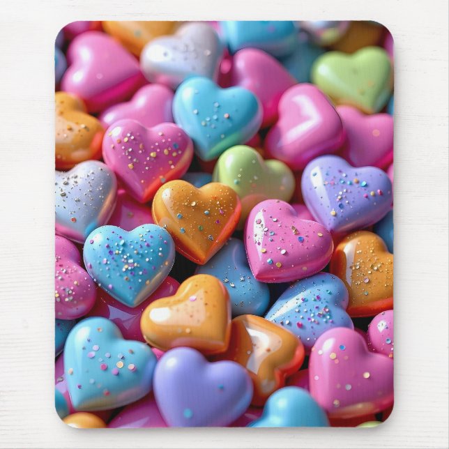 Colorful Candy Love Hearts Mousepad (Vorne)