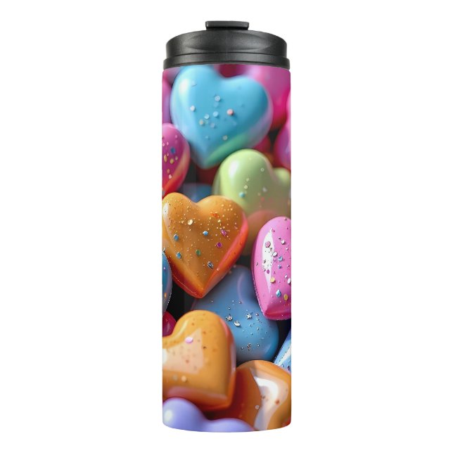 Colorful Candy Love Hearts Thermosbecher (Vorderseite)