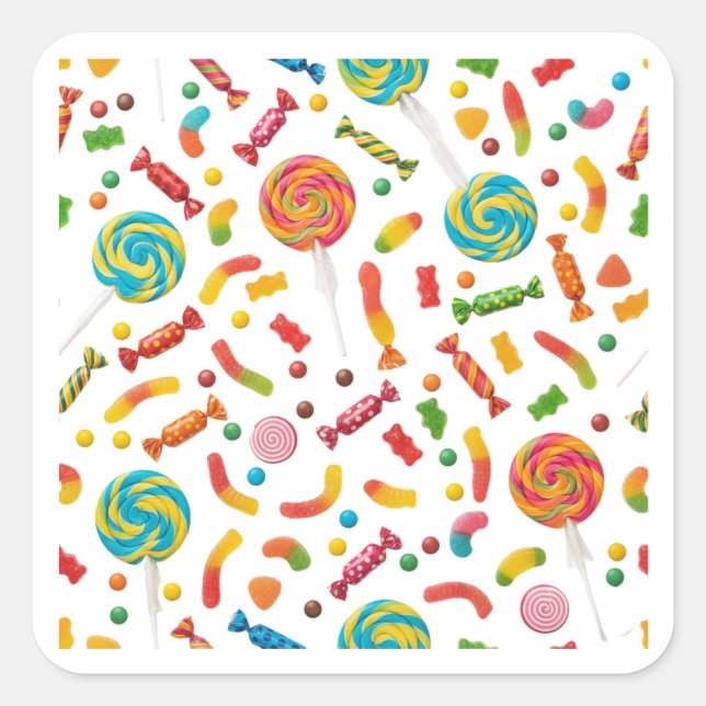 Colorful Candy Pattern Background Sticker (Vorderseite)