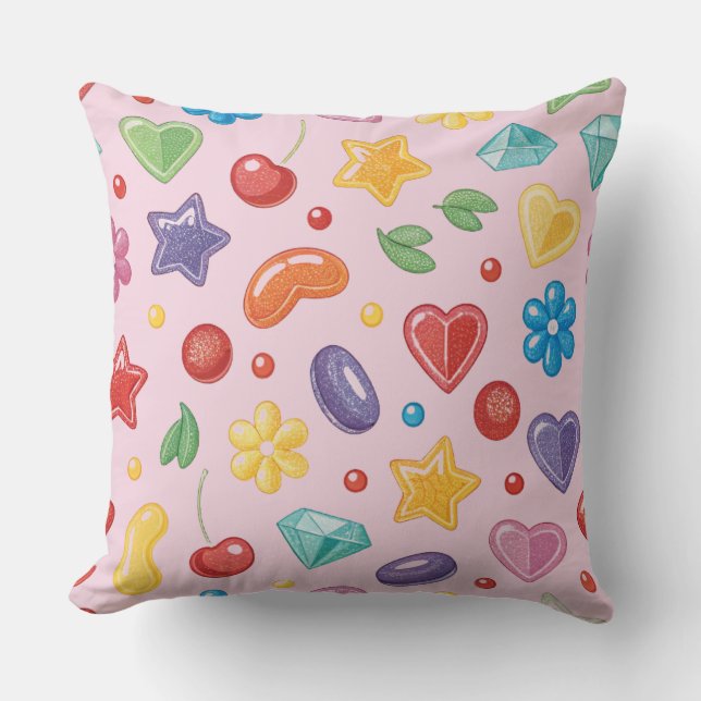 "Colorful Candy Star Throw Kissen (Vorderseite)