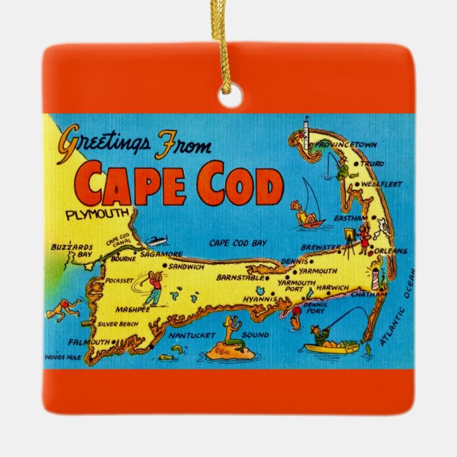 Colorful Cape cod Map Ornament (Vorderseite)