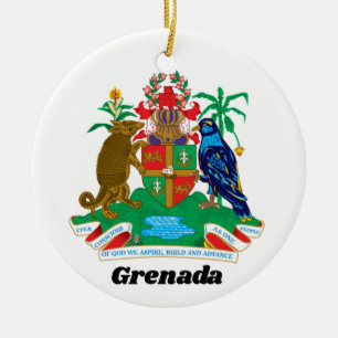 Colorful Caribbean Coat Arms Island Grenada Keramik Ornament