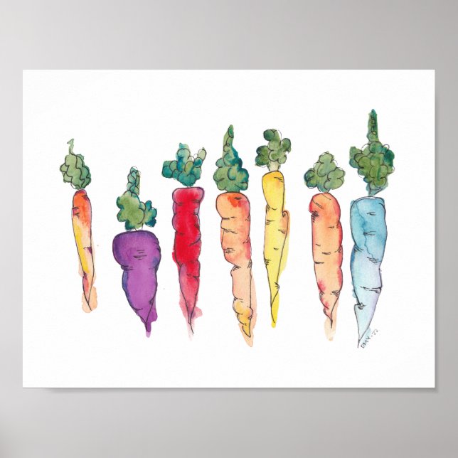 Colorful Carrots Watercolor Poster (Vorne)