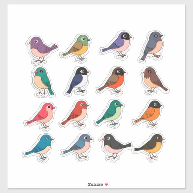 Colorful Cartoon Bird Sticker Set (Blatt)