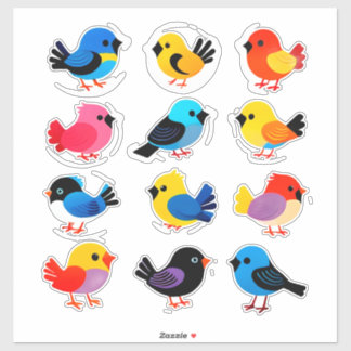 Colorful Cartoon Bird Sticker Set
