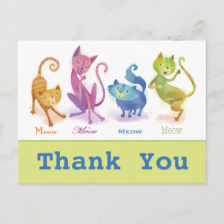 Colorful Cat Lover Meow Vielen Dank Postkarte
