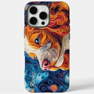 Colorful Cavalier King Charles Portrait iPhone 16 Pro Max Hülle