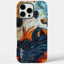 Colorful Cavalier King Charles Portrait iPhone 16 Pro Max Hülle