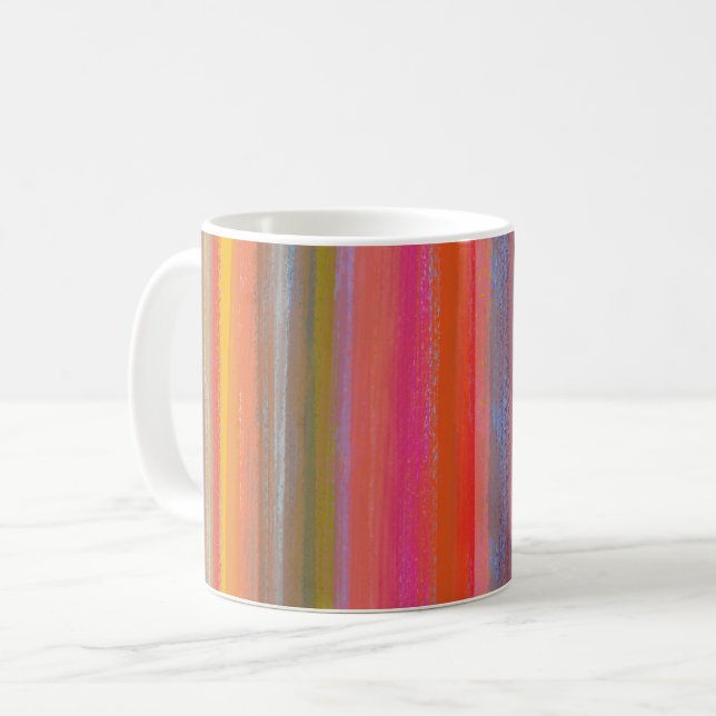 Colorful Charcoal Boho Stripes Kaffeetasse (Vorderseite Links)