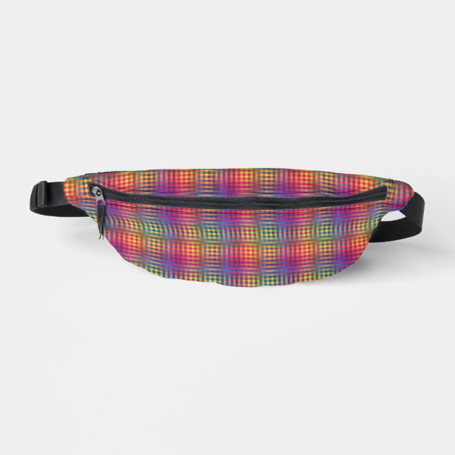 Colorful Checker Abstract Pattern Bauchtasche (Vorderseite)