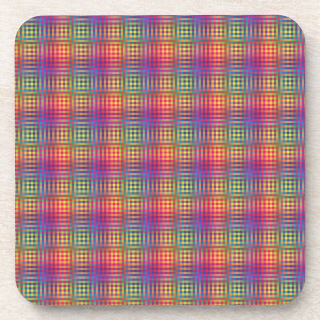 Colorful Checker Abstract Pattern Getränkeuntersetzer (Vorderseite)