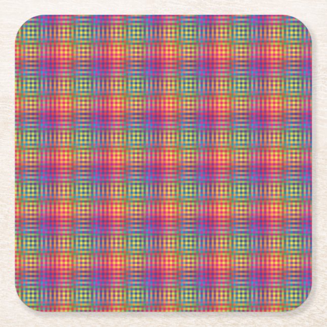 Colorful Checker Abstract Pattern Rechteckiger Pappuntersetzer (Vorderseite)