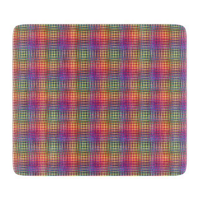 Colorful Checker Abstract Pattern Schneidebrett (Vorderseite)