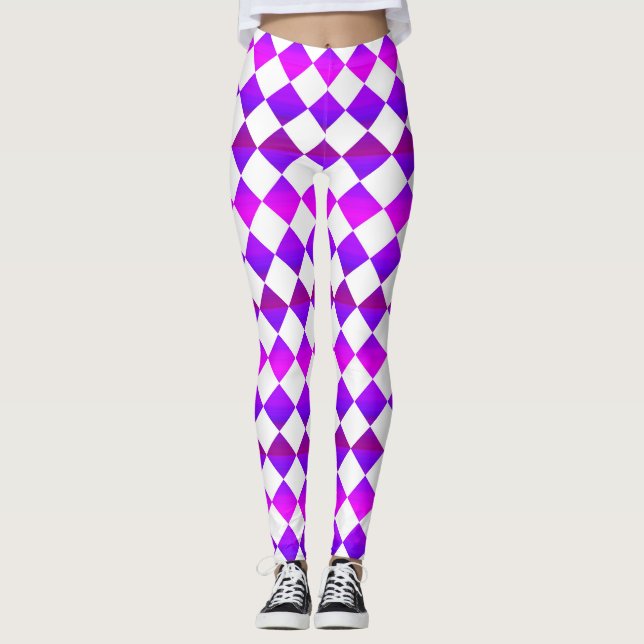 Colorful Checker Diamond Pattern Leggings (Vorderseite)