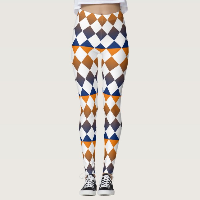 Colorful Checker Diamond Pattern Leggings (Vorderseite)
